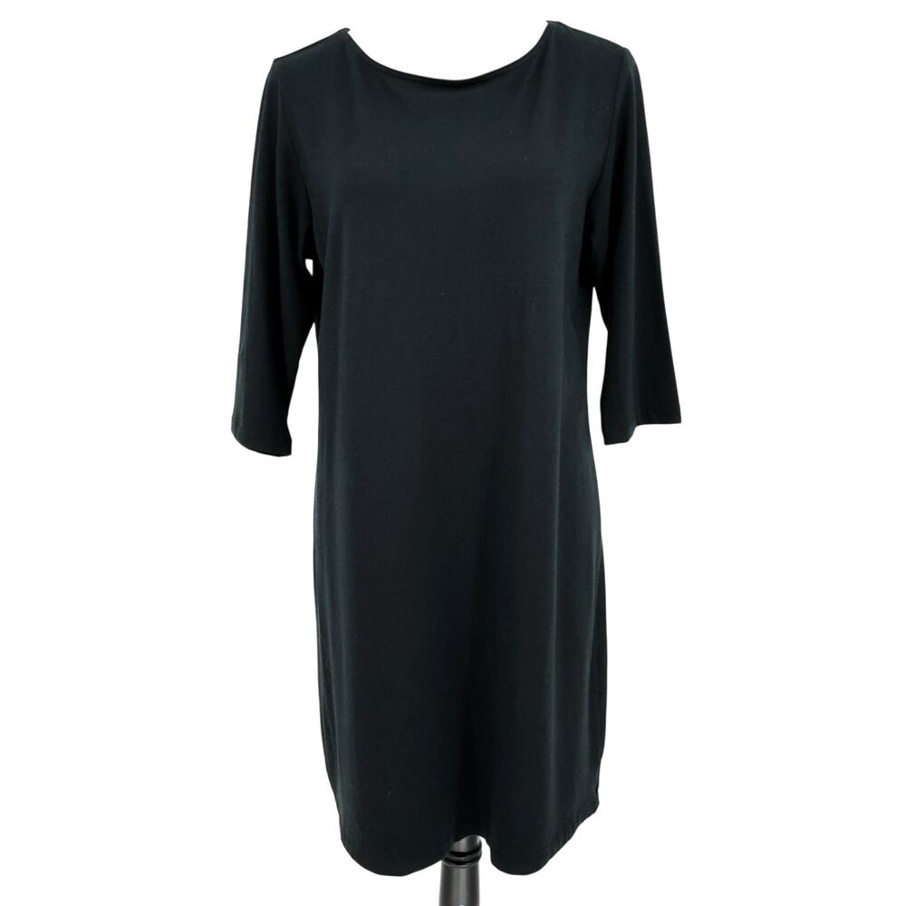 Lands End Dress Petites MP PM Navy Blue Stretch Knit T-shirt Preppy Academia